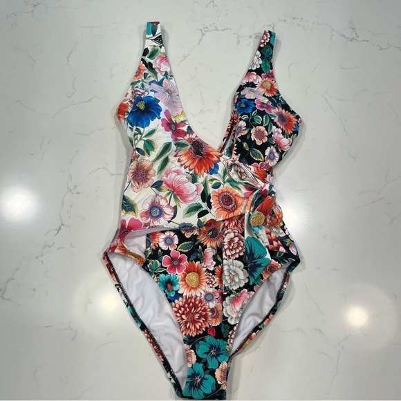 Johnny Was Floral Mirror & Evening Palace Wrap One Piece Swimsuit Sm - Picture 4 of 13